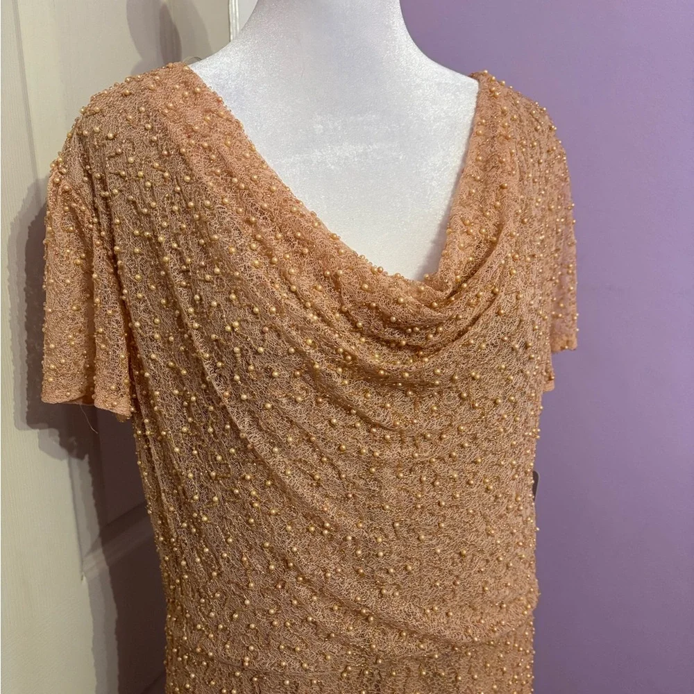 JS Collections Peach Beaded Maxi Gown - Picture 2 of 8